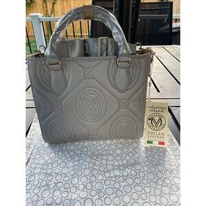 Valentino Orlandi Vegan Leather Purse Handbag Shoulderbag Grey Quilted BNWT